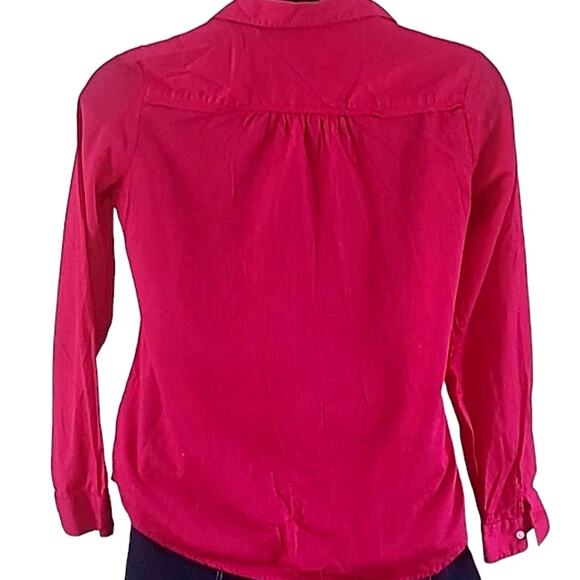 Excellent Old Navy Women’s Fuchsia Long Sleeve Button Down Casual Blouse Size L - Picture 3 of 7